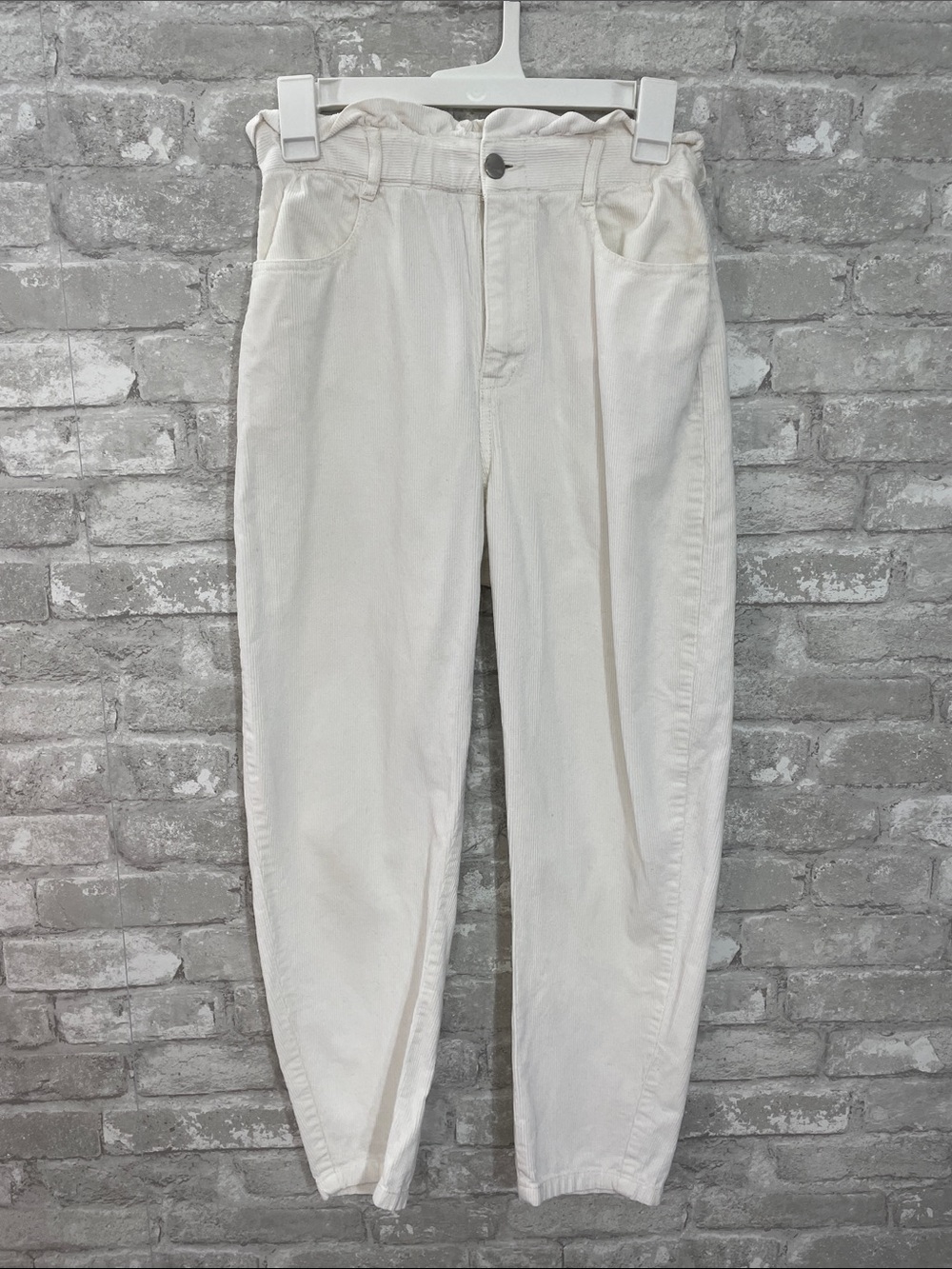 Zara Corduroy Straight-Leg High-Waist Pants